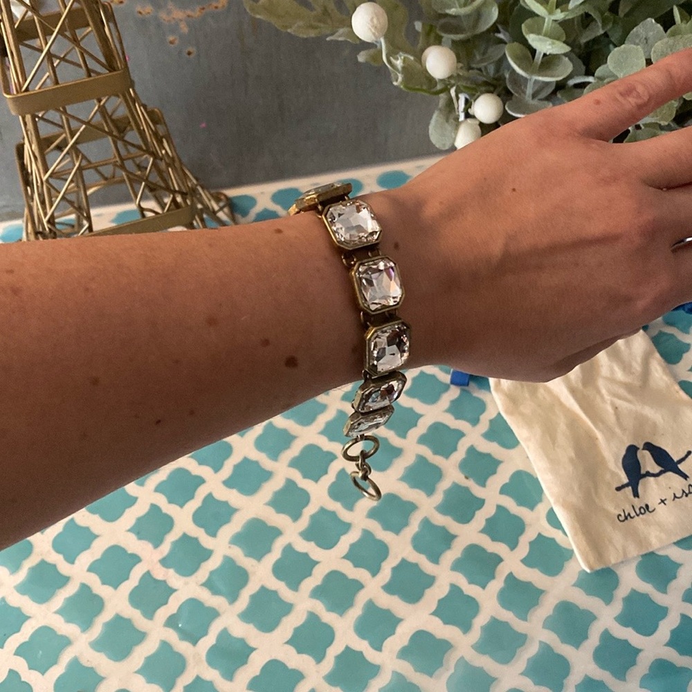 Chloe + Isabel Gold-Plated Crystal Link Bracelet – Adjustable 6.5”-7 bracelet